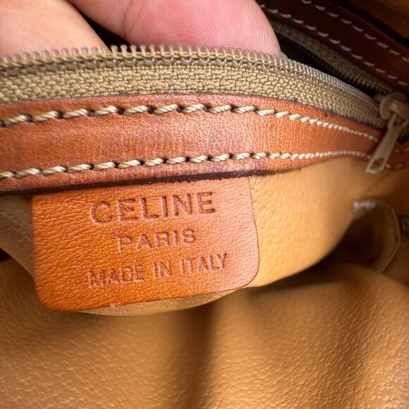 CELINE Macadam Handbag Brown PVC Leather Satchel Top Handle - Picture 12 of 17